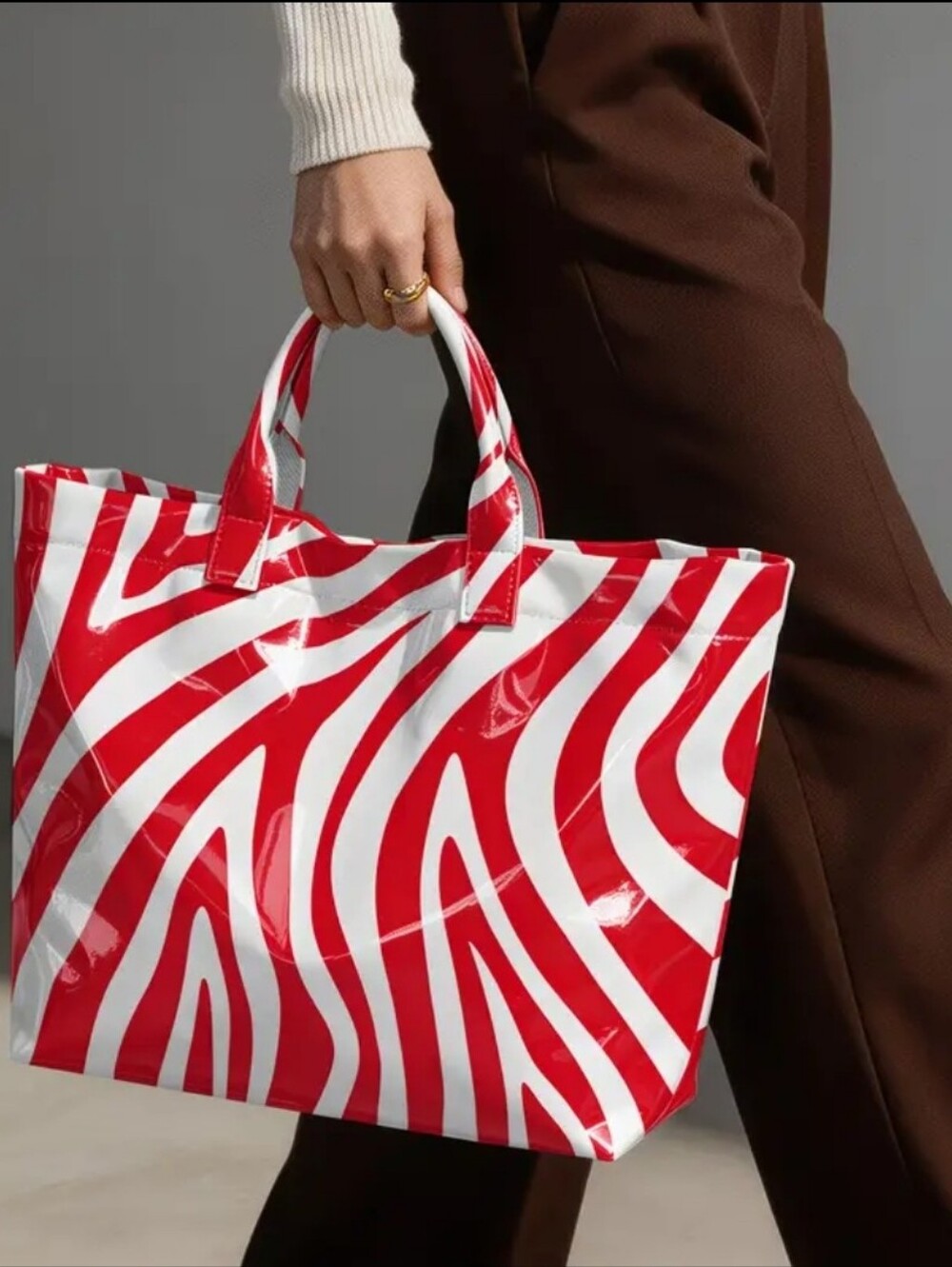 Red White Zebra Tote Bag Large